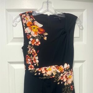 White House Black Market Black Floral Sheath Dress